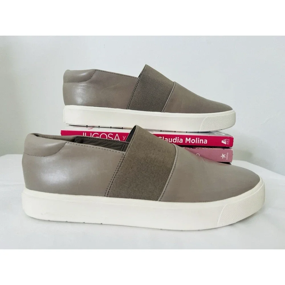 Vince. Corbin Women's‎ Taupe Leather Slip-On Sneaker Shoes Flats Loafers Size 6M